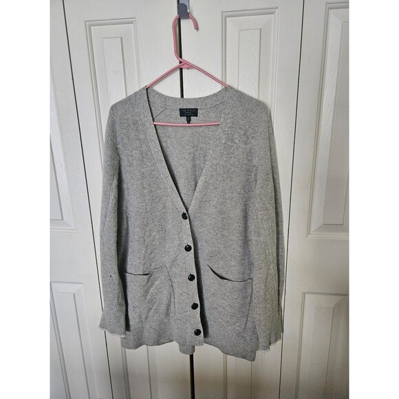 Rag & Bone New York Cashmere button cardigan gray grey L - Picture 1 of 8